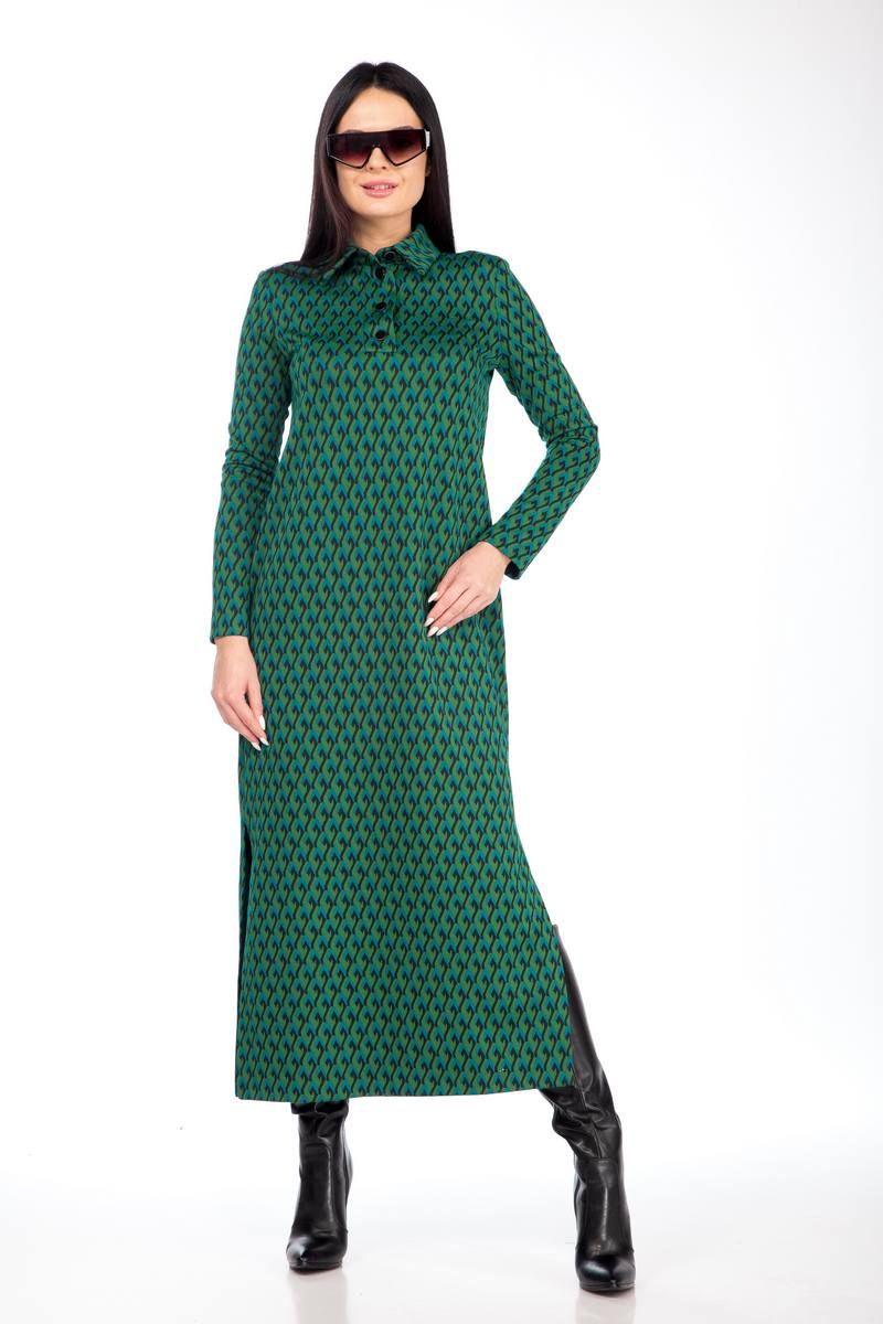 Платья Juliet Style Д172-1 зеленый_ромбы