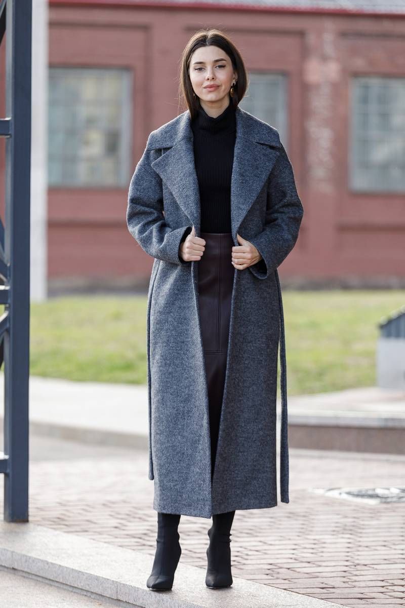 Женское пальто Ivera 7006-1 тем. серый