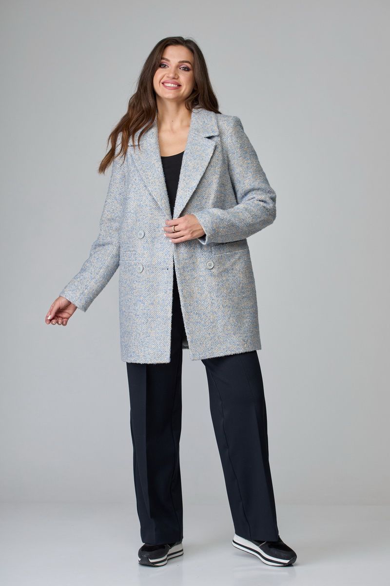 Женское пальто БелЭльСтиль 858-1 27 22 светло-голубой