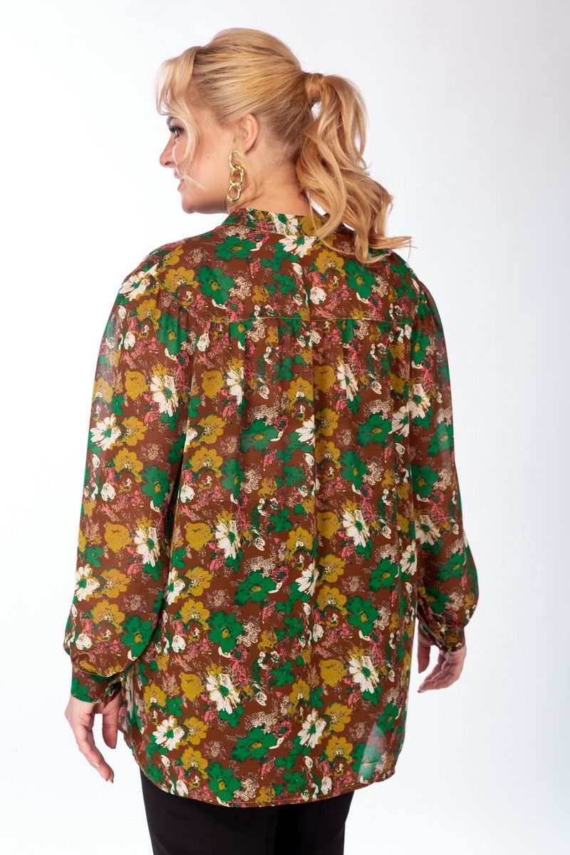 Блузы Michel chic 760 зеленый-коричневый-цветы