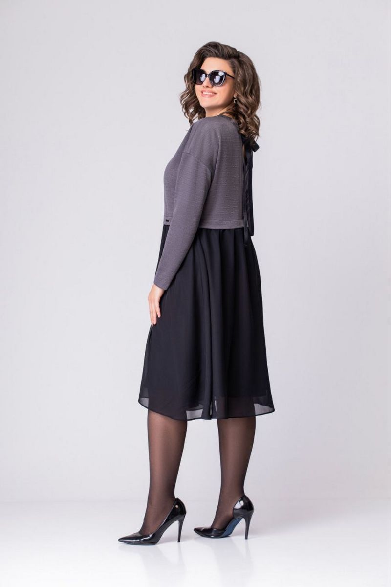Платья EVA GRANT 7084 серый+черный
