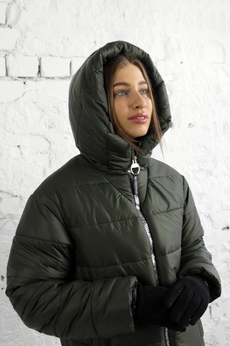 Женское пальто Arisha 8100 темно-оливковый