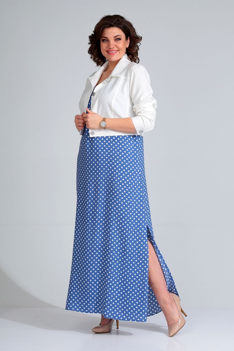 Комплекты с платьем Liona Style 589 синий-горох