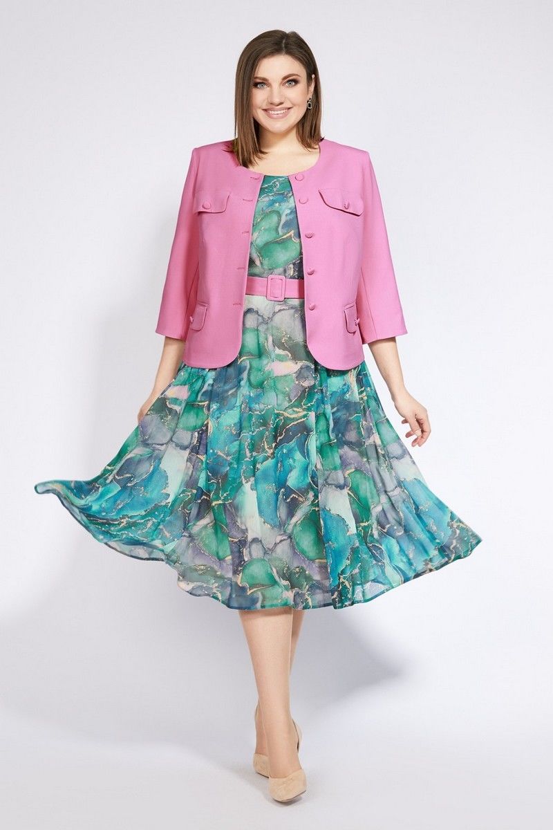 Комплекты с платьем Милора-стиль 979/1 розовый+бирюза