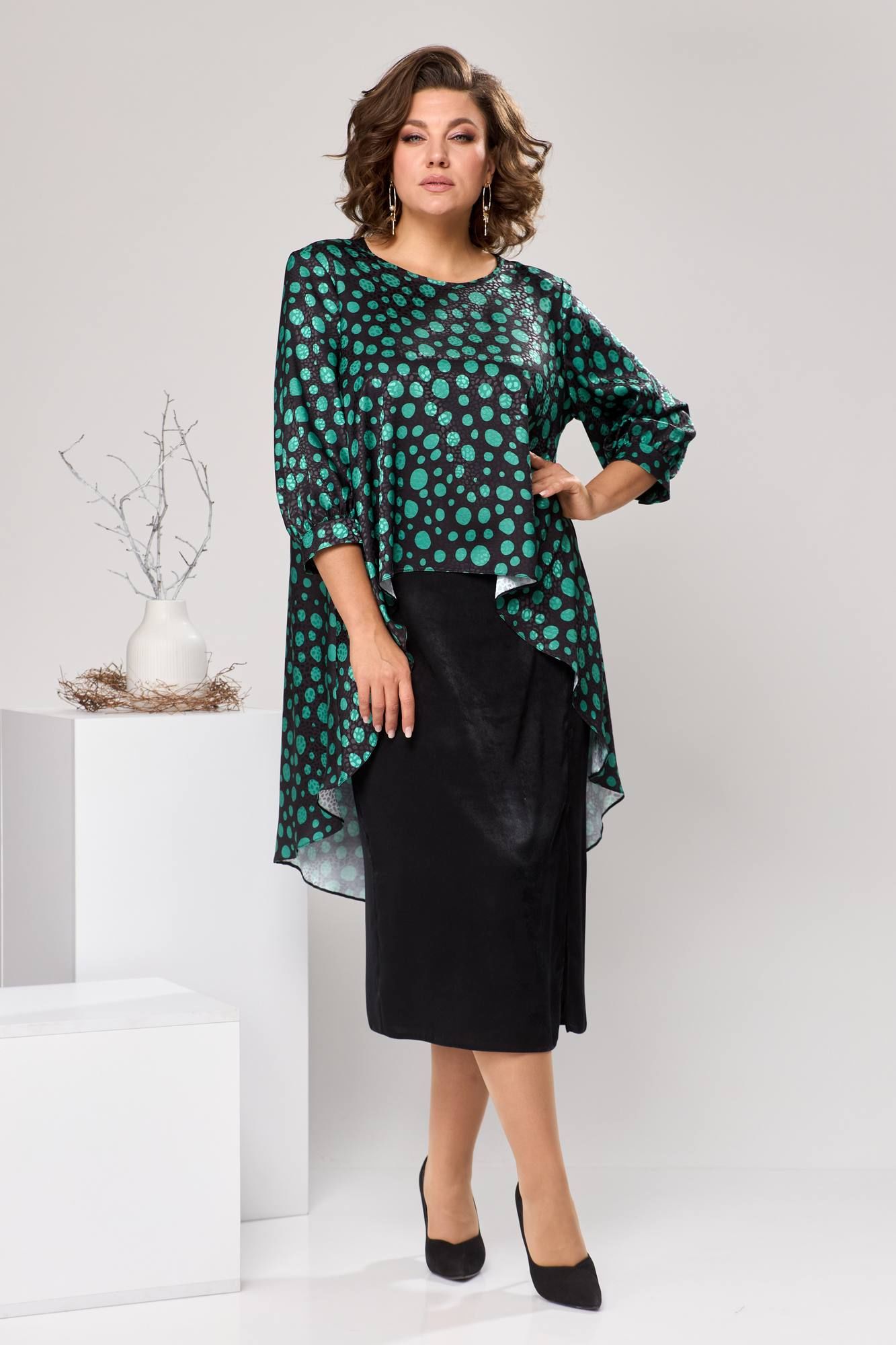 Комплекты с платьем Romanovich Style 3-2550 черный/зеленый