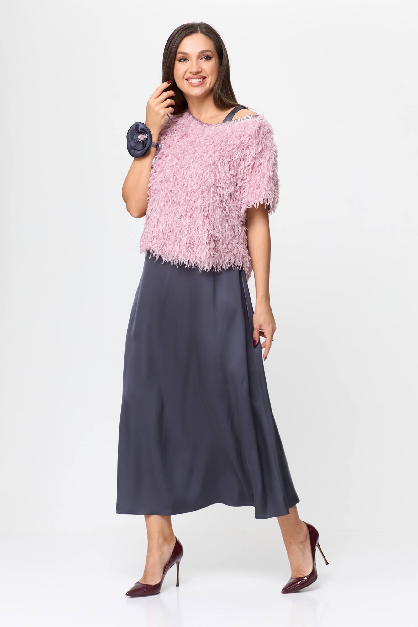 Комплекты с платьем Karina deLux M-1194 графит/розовый