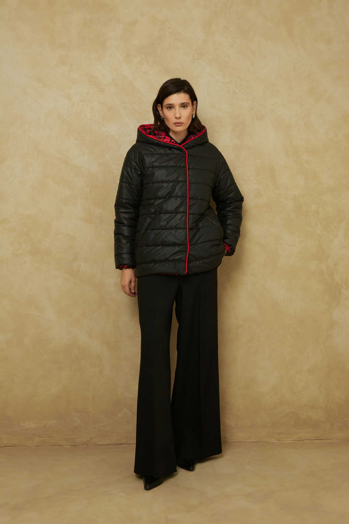 Куртки Elema 4-319-164 чёрный/принт_красный