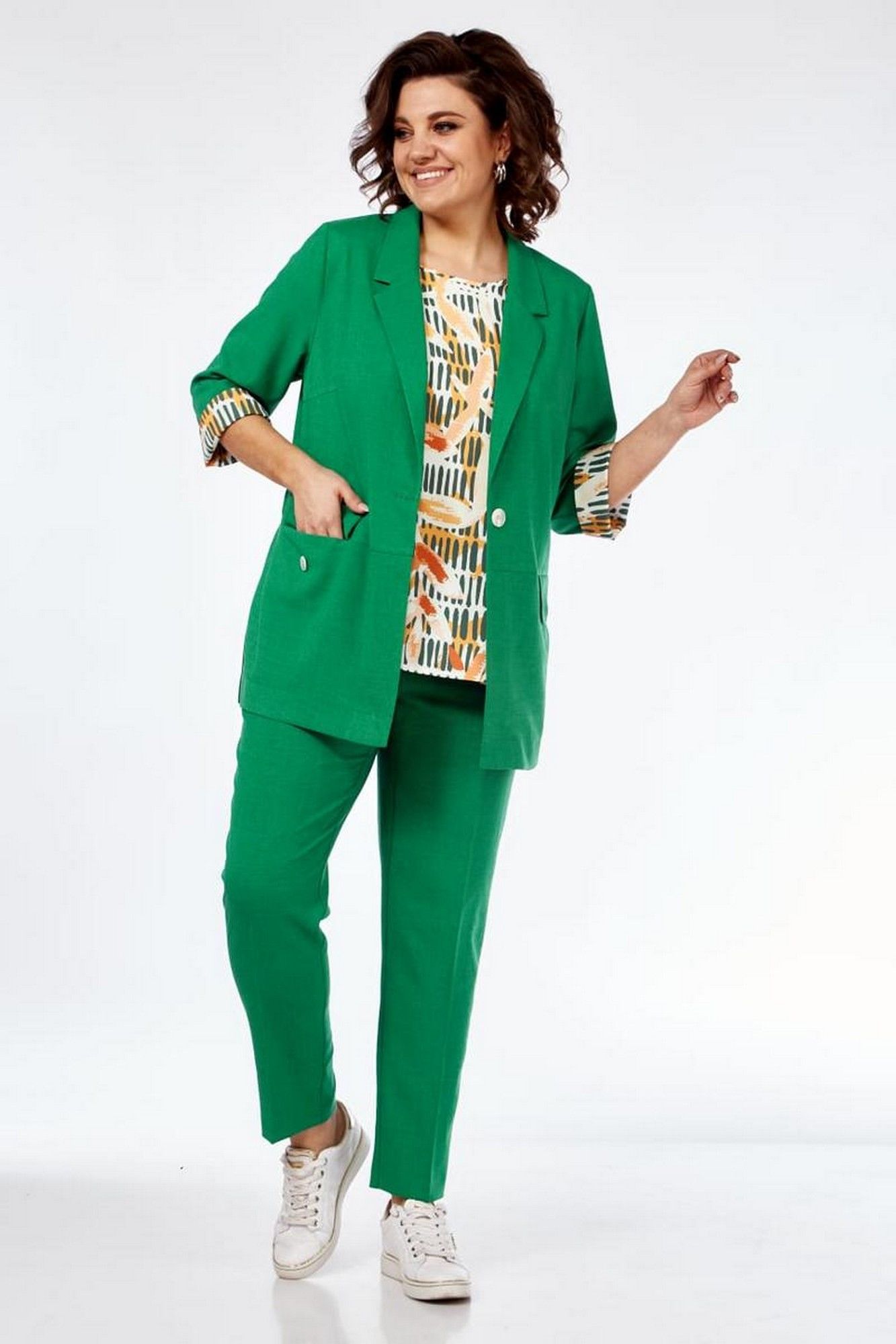 Брючные костюмы Милора-стиль 1091 зеленый