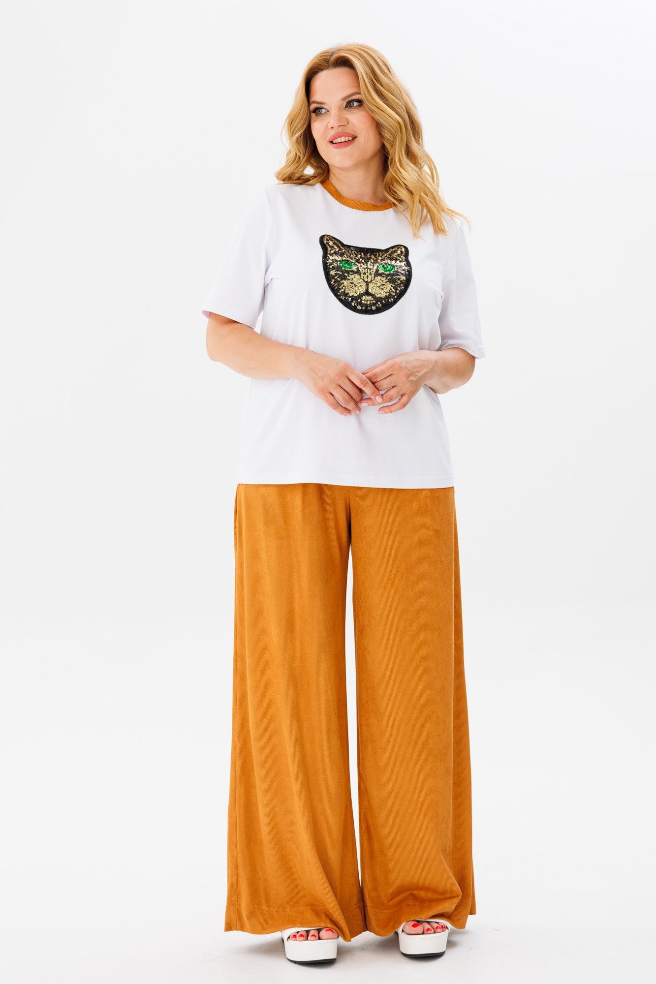 Комплекты брючные Michel chic 1383 белый,рыжий