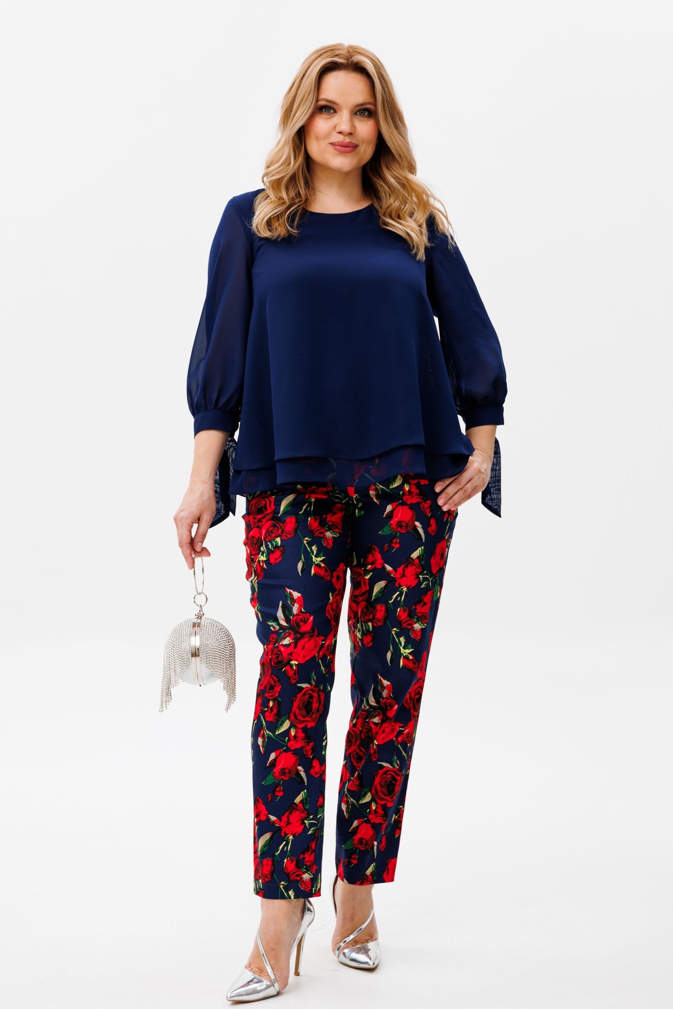 Комплекты брючные Michel chic 1390 синий,розы