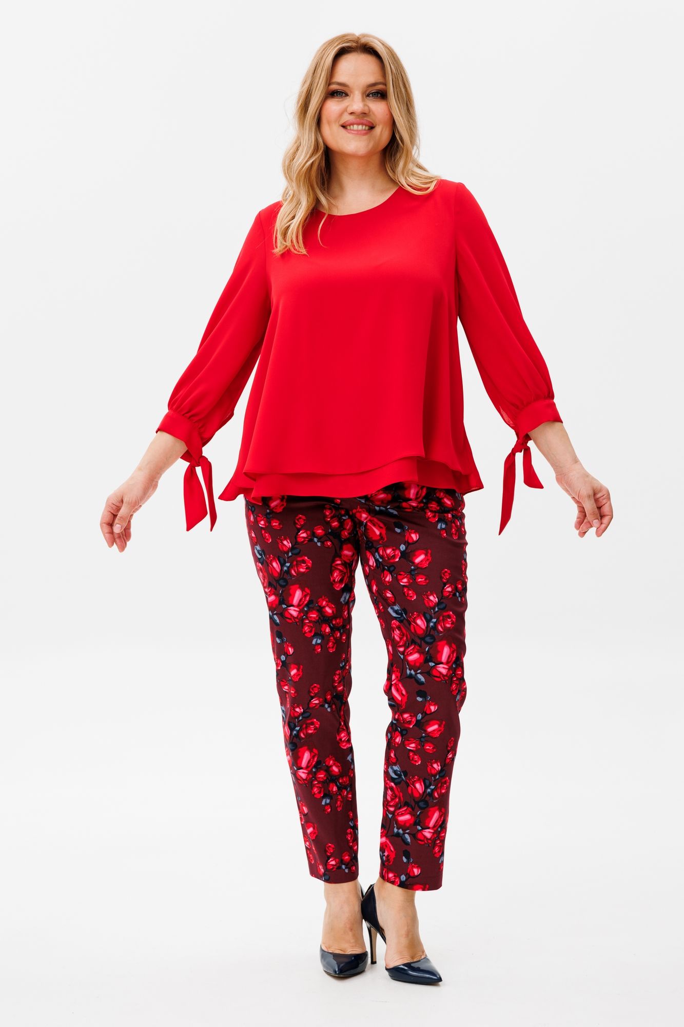 Комплекты брючные Michel chic 1390 красный,розы