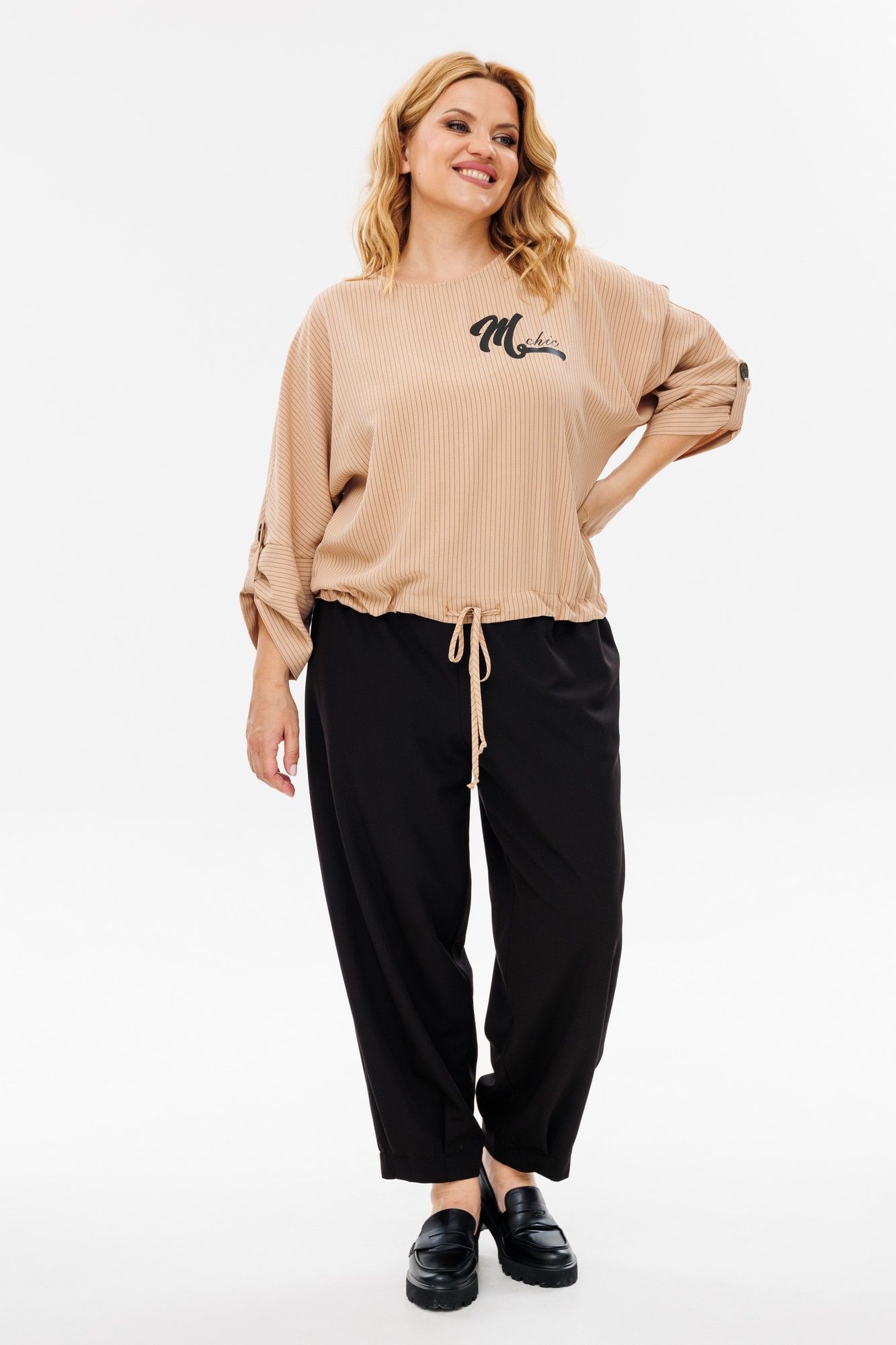 Комплекты брючные Michel chic 1342/1 бежевый_черный