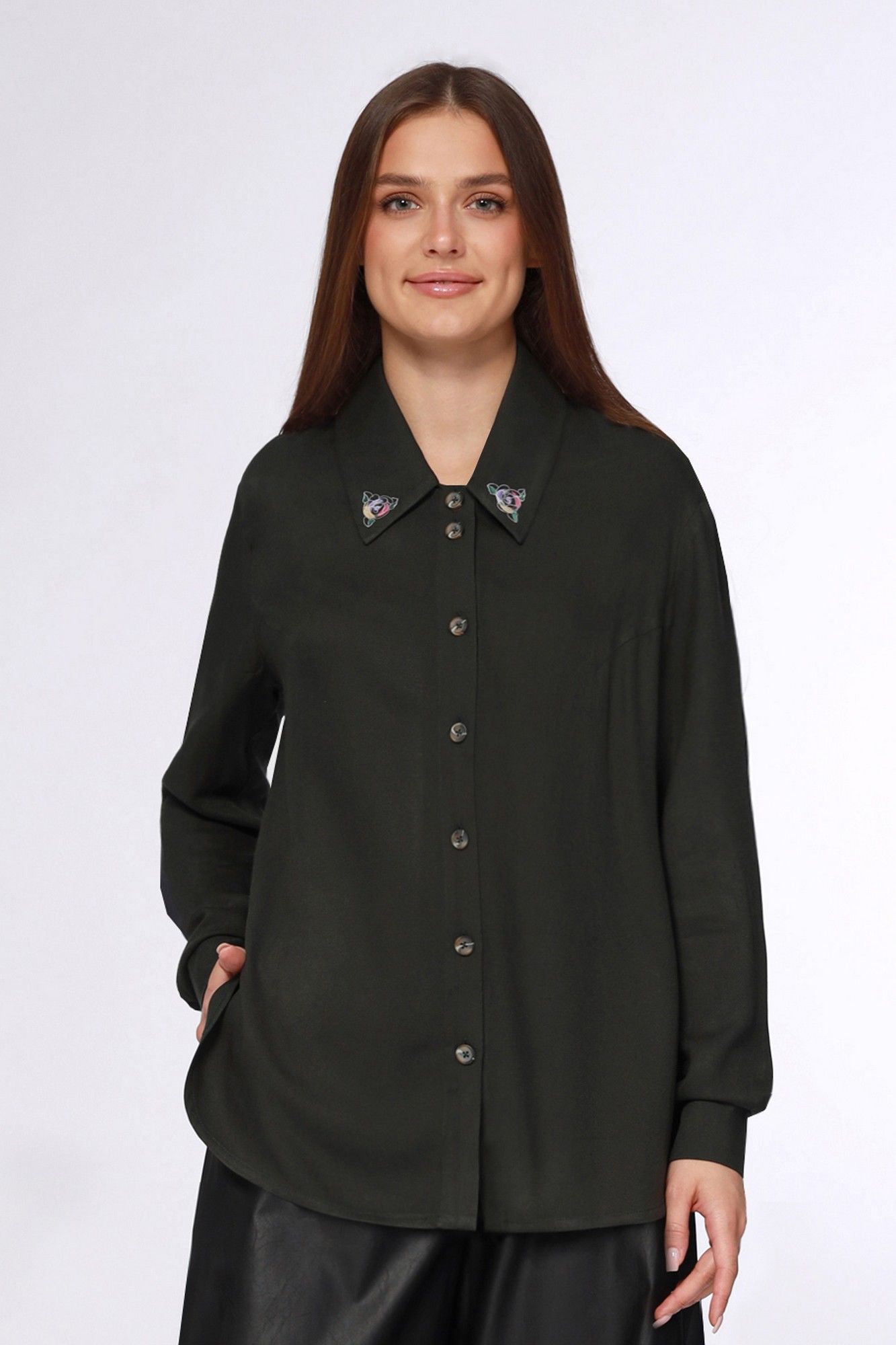 Блузы Полинушка 151/4 изумрудный