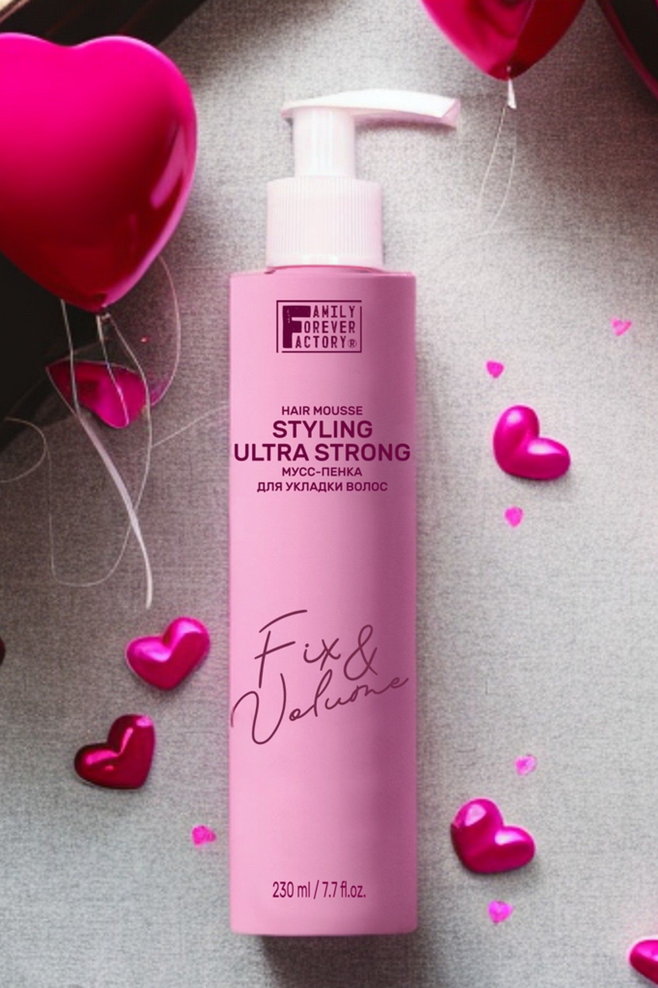 Средства для укладки FAMILY FOREVER FACTORY Hair Pure Boom Мусс-пенка "ультрасильная фиксация"