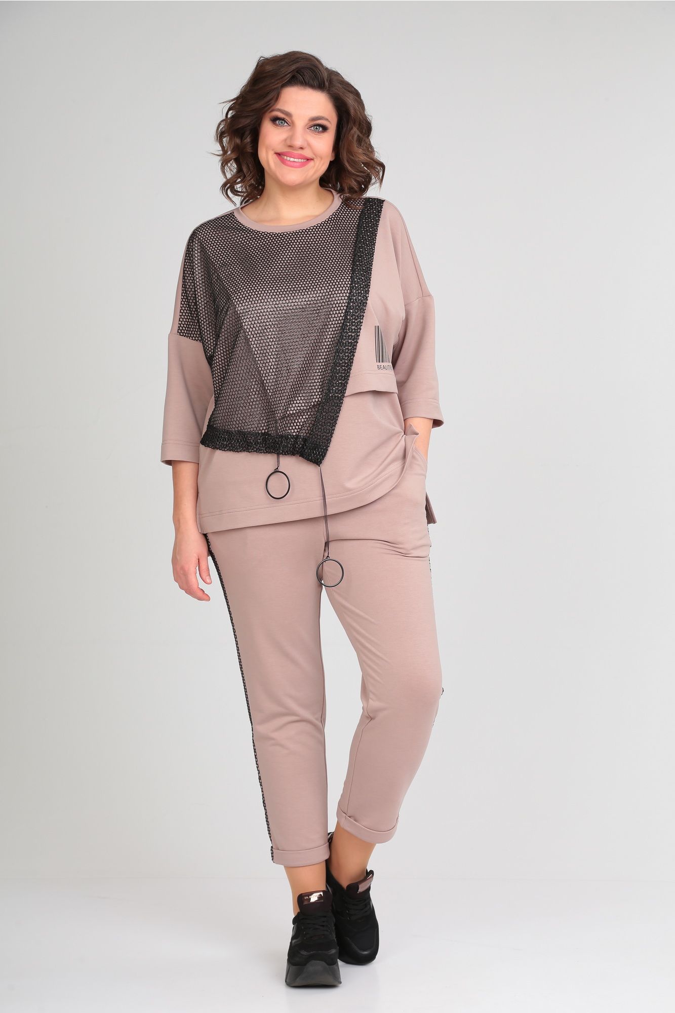 Комплекты брючные Michel chic 1329/1 пудра-черный