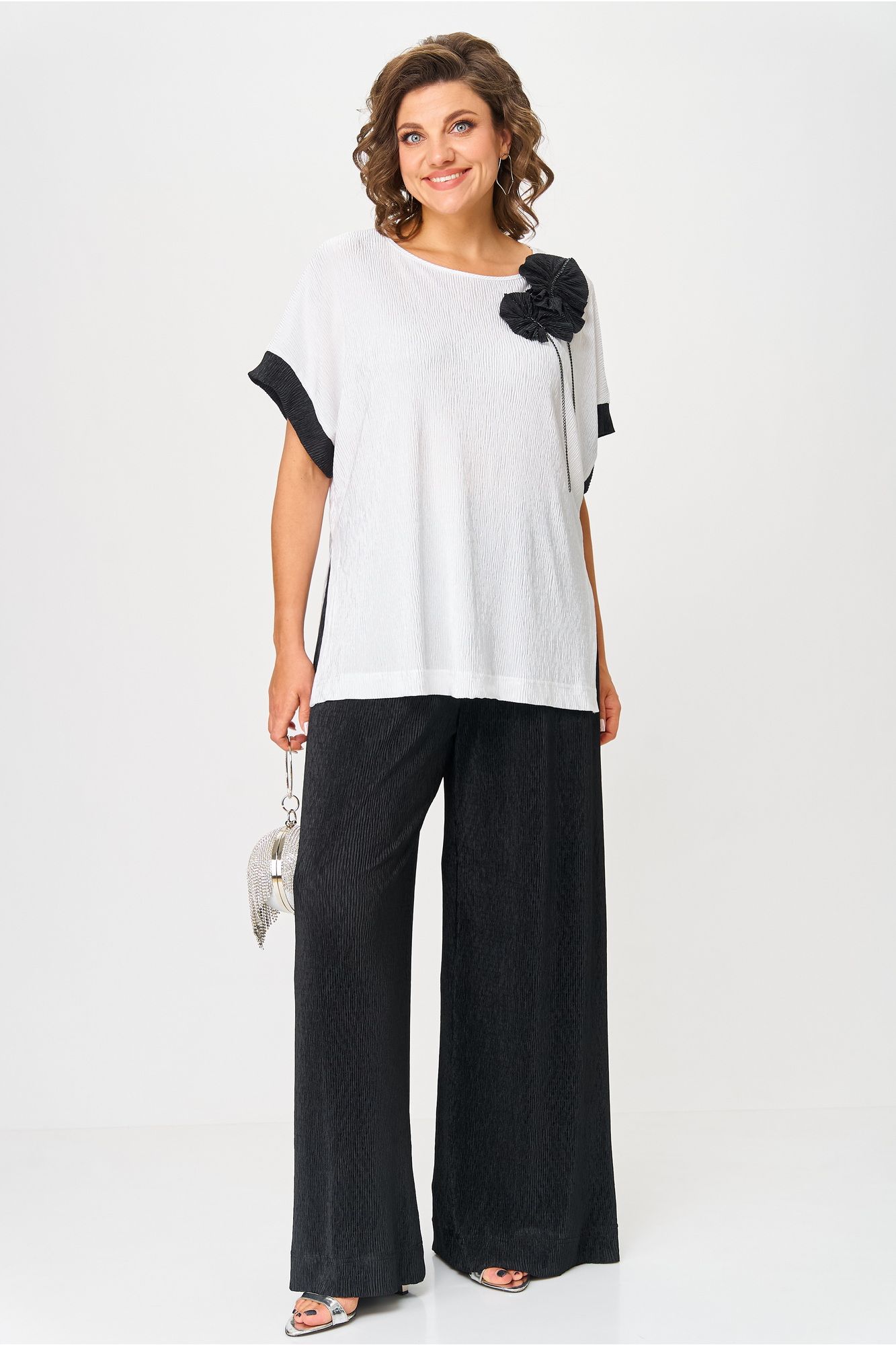Комплекты брючные Michel chic 1423 черный-белый