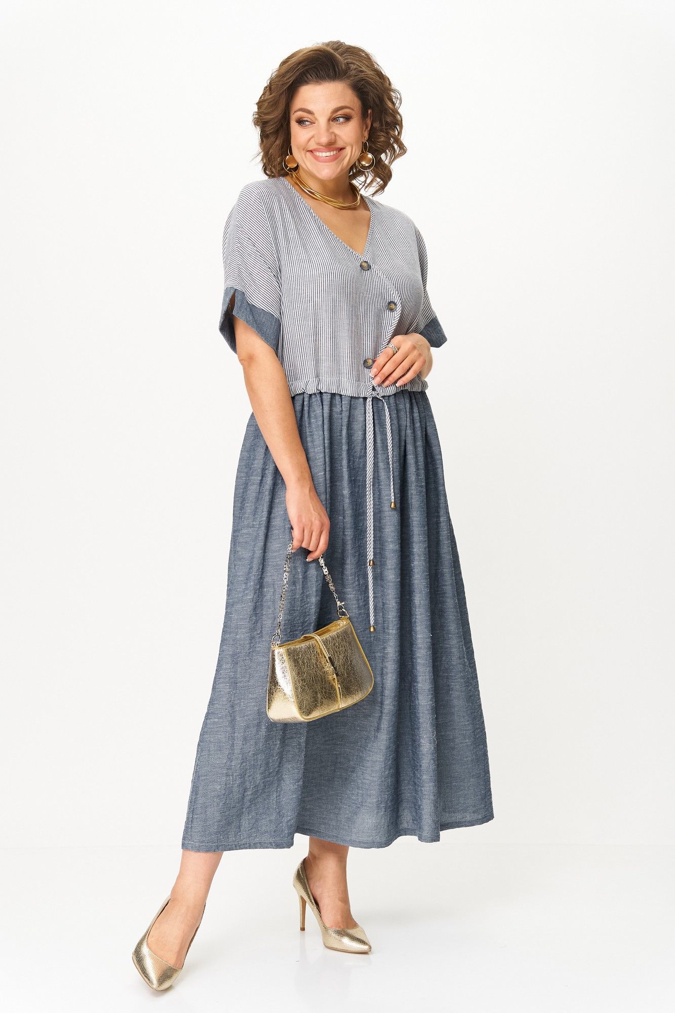Платья Michel chic 2181 джинс_полоска
