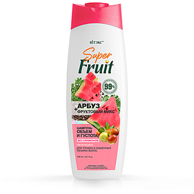Шампуни Belita SuperFRUIT АРБУЗ+фрукт.микс ШАМПУНЬ д/волос ОБЪЕМ и ГУСТОТА