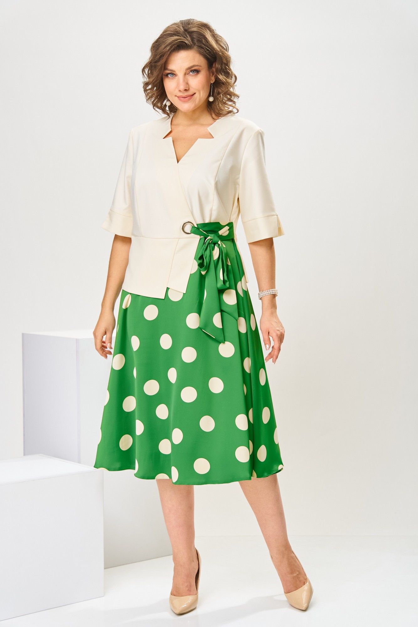 Платья Romanovich Style 1-2798 зеленый/горох