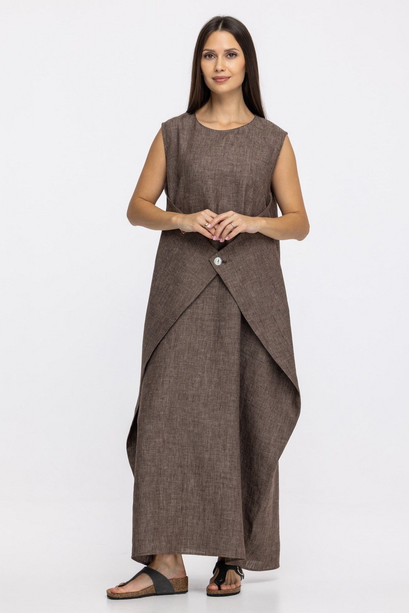 Платья FASHION CENTRE Л-4010 серо-коричневый