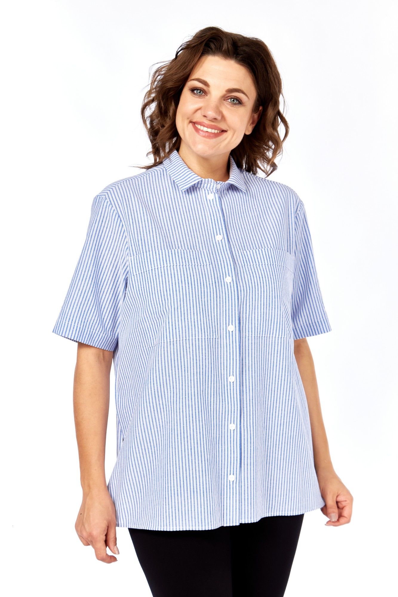 Рубашки Avenue Fashion 0338-3 полоска, синий+молочный