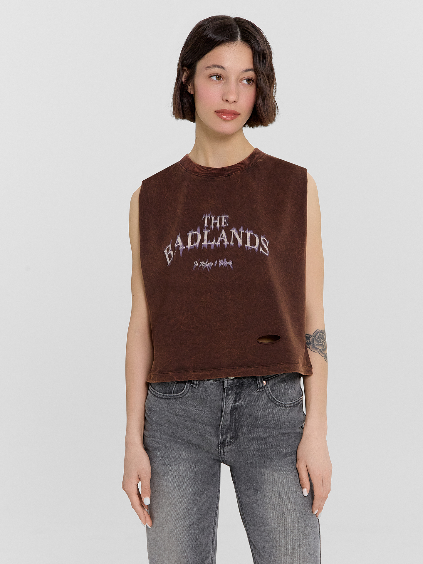 Топы Mark Formelle 112992R/24-ОБР32654П-0 коричневый_acid_wash_печать_009.2_Эйсид_1_сл_на