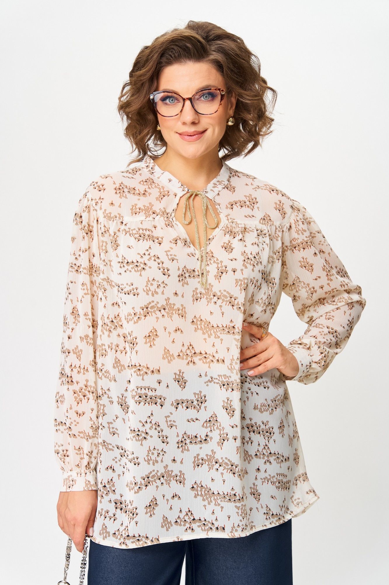 Блузы Michel chic 760/2 молочный_веточки