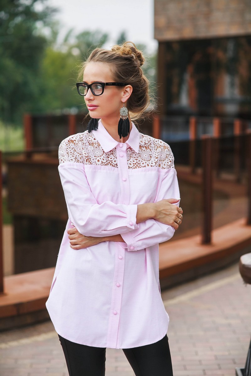 Блузы Edibor 1088 нежно-розовый