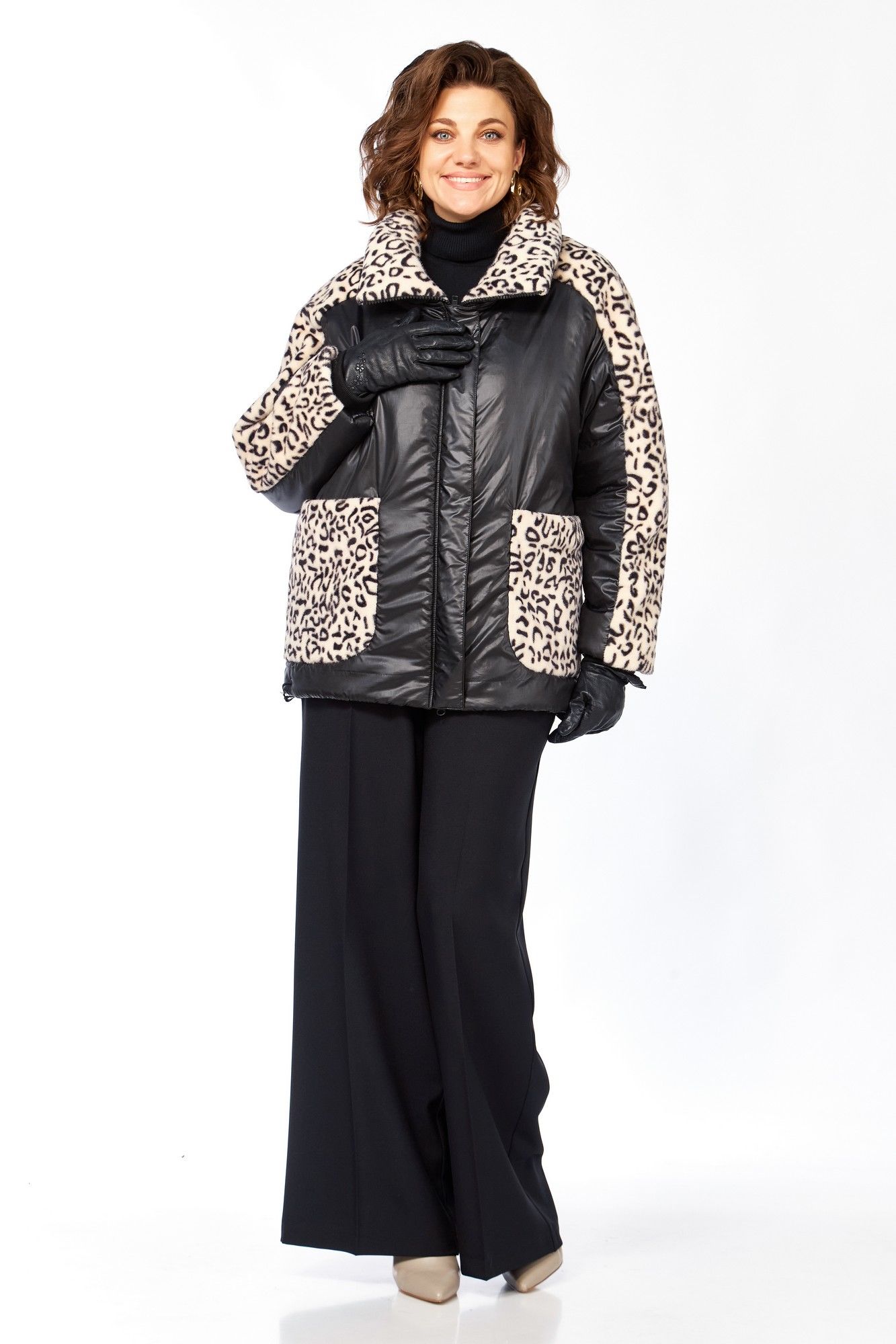 Куртки Lady Secret 7294 черный/леопардовый_мех