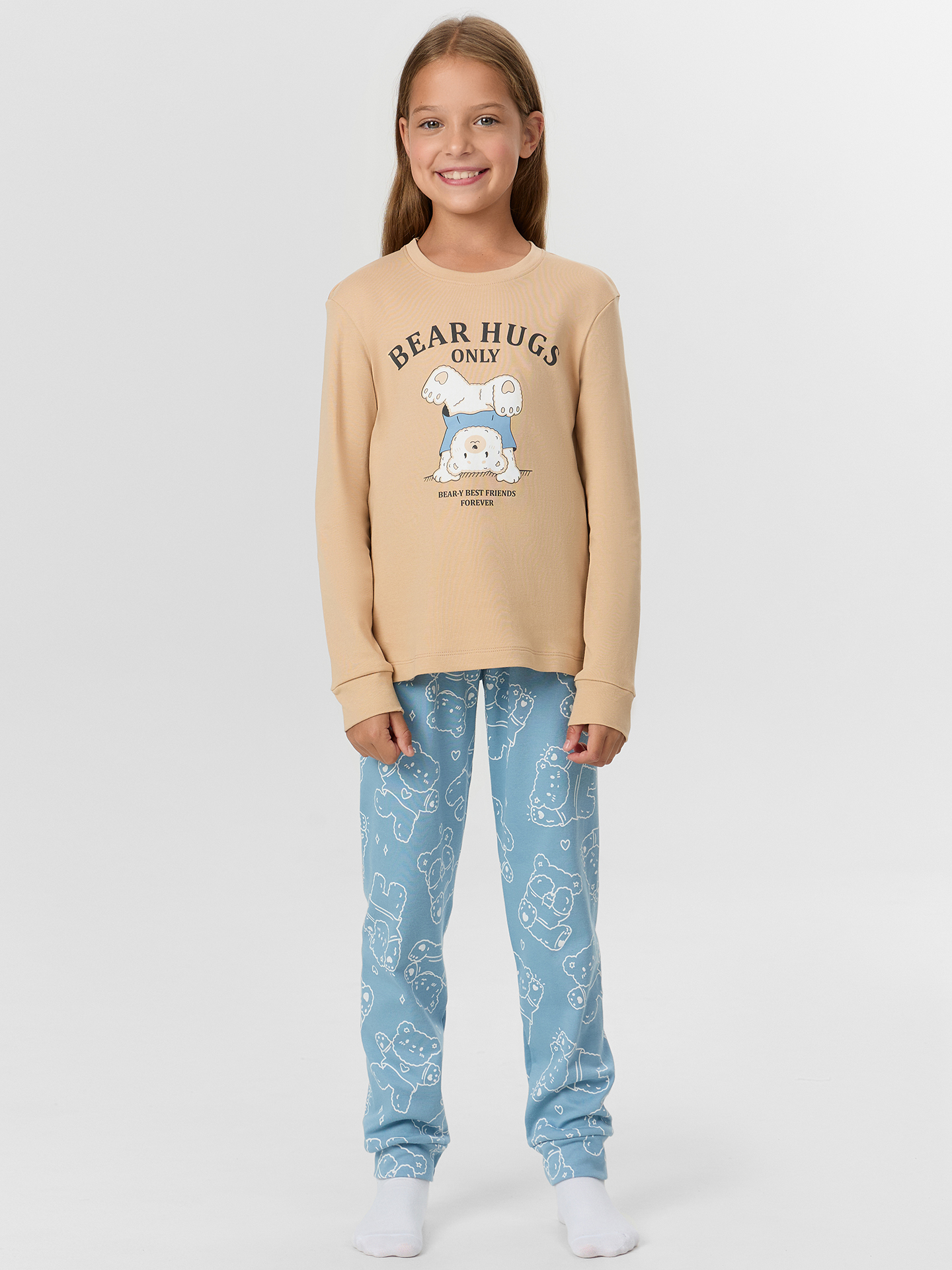 Пижамы Mark Formelle 567743/25-35755ПП-2 обжаренный_миндаль_мишки_на_сине_голубом_3_сл_на_п