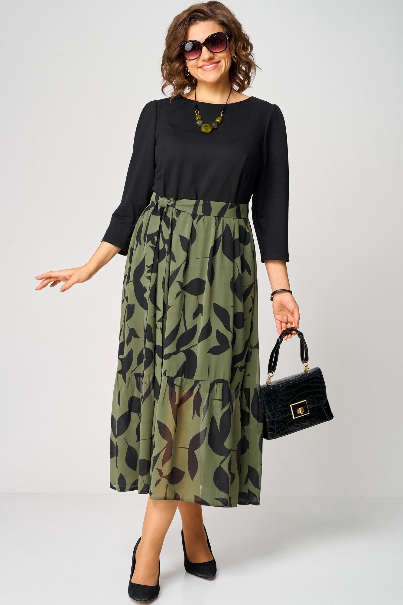 Платья EVA GRANT 7216С принт_олива