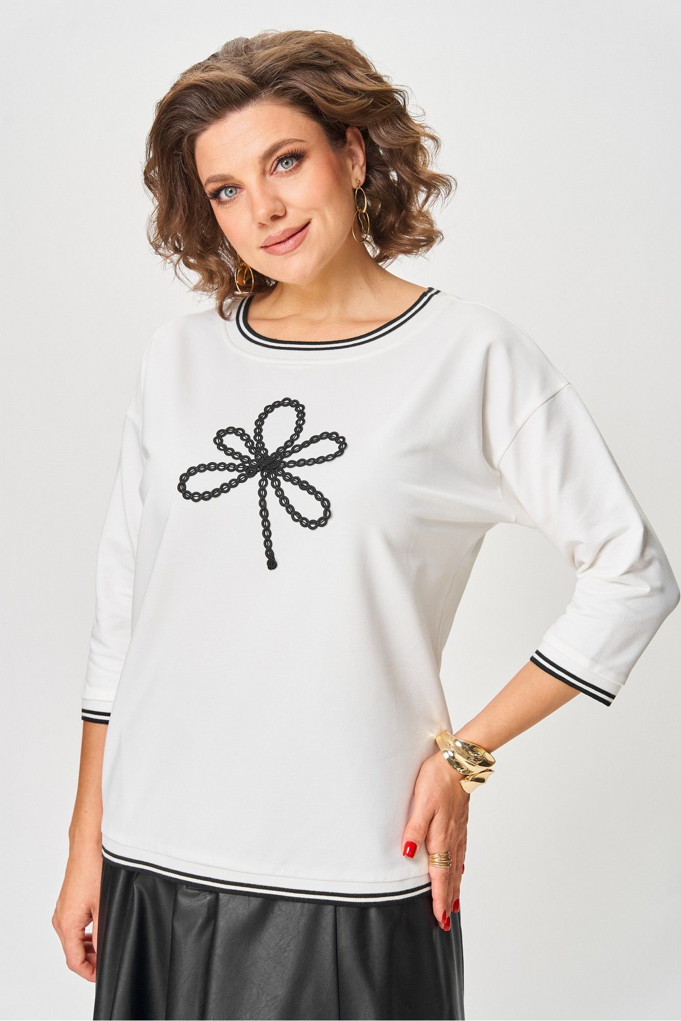 Джемперы Rumoda 2261_дл. молочный_черный