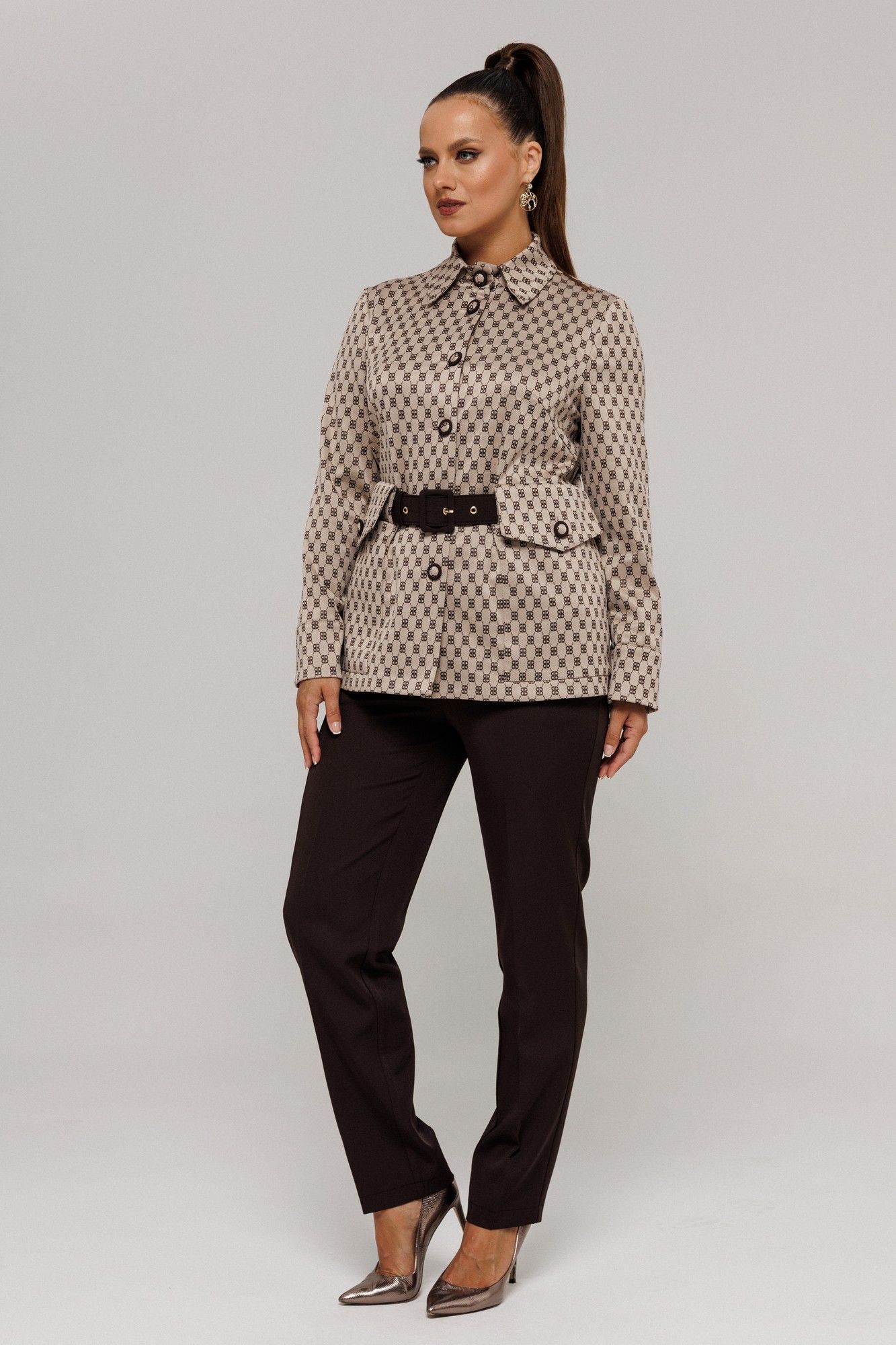 Брючные костюмы Galean Style 827.1 бежевый-коричневый