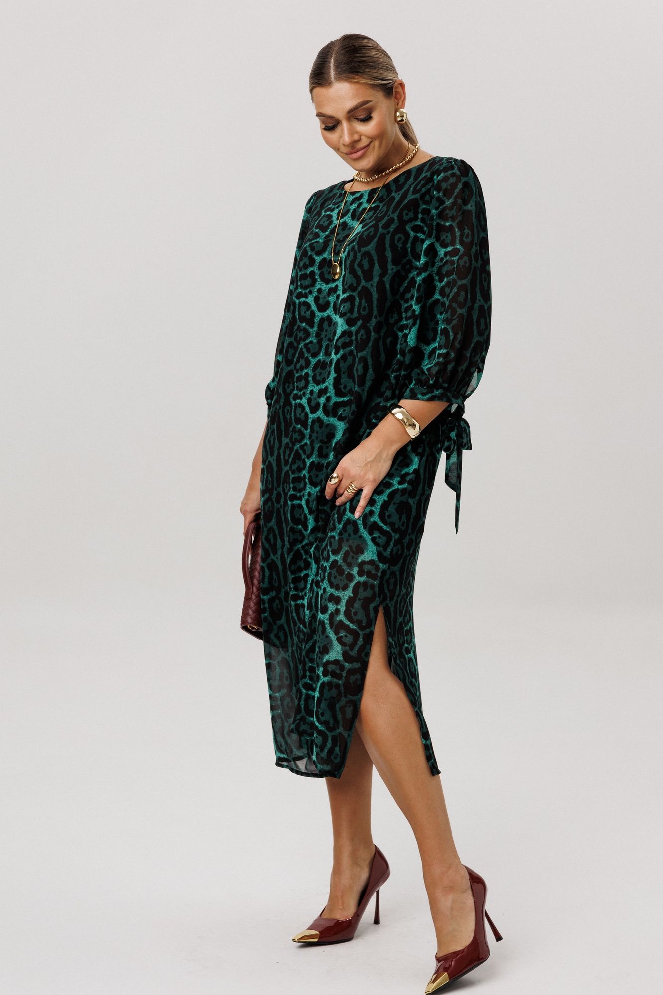 Платья Anelli 1733 леопардовый_изумруд