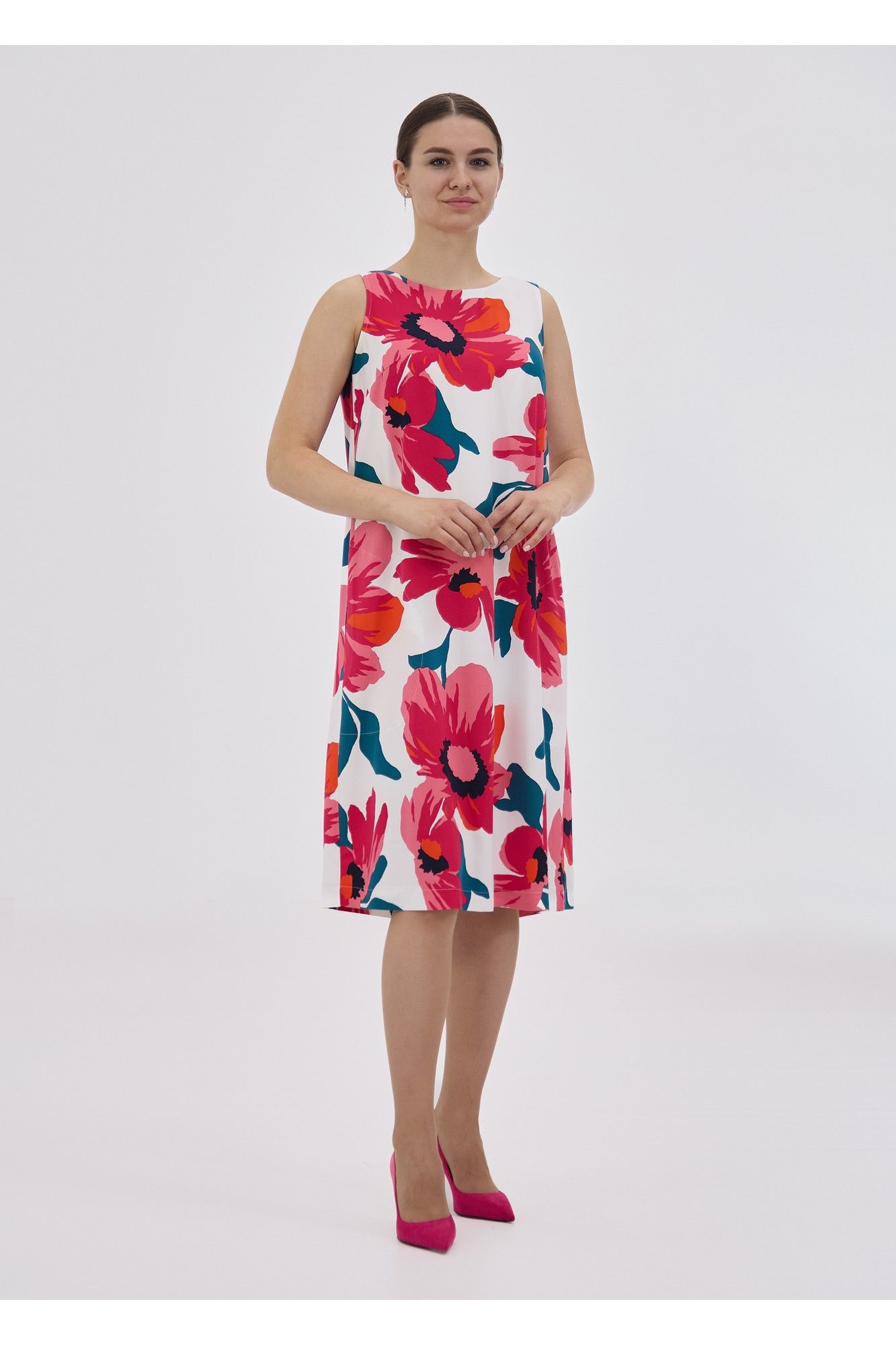 Платья Полинушка 416 принт_крупные_цветы