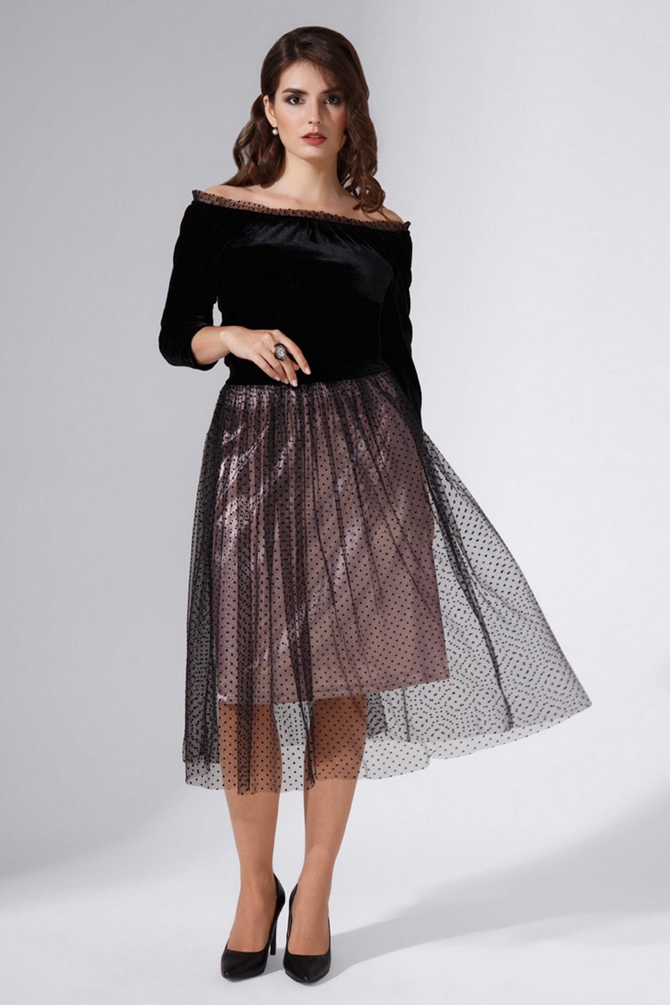 Платья Avanti 752 черно-розовый_металик