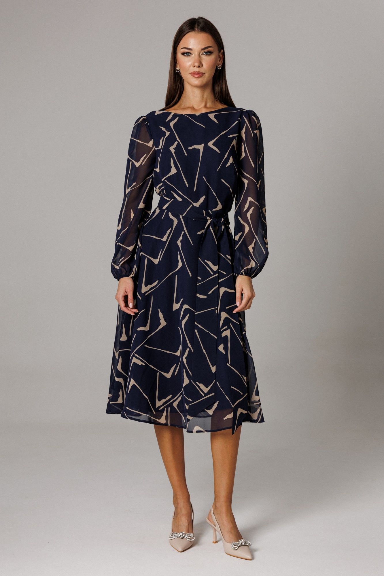 Платья Ларс Стиль 1161 сине-бежевый