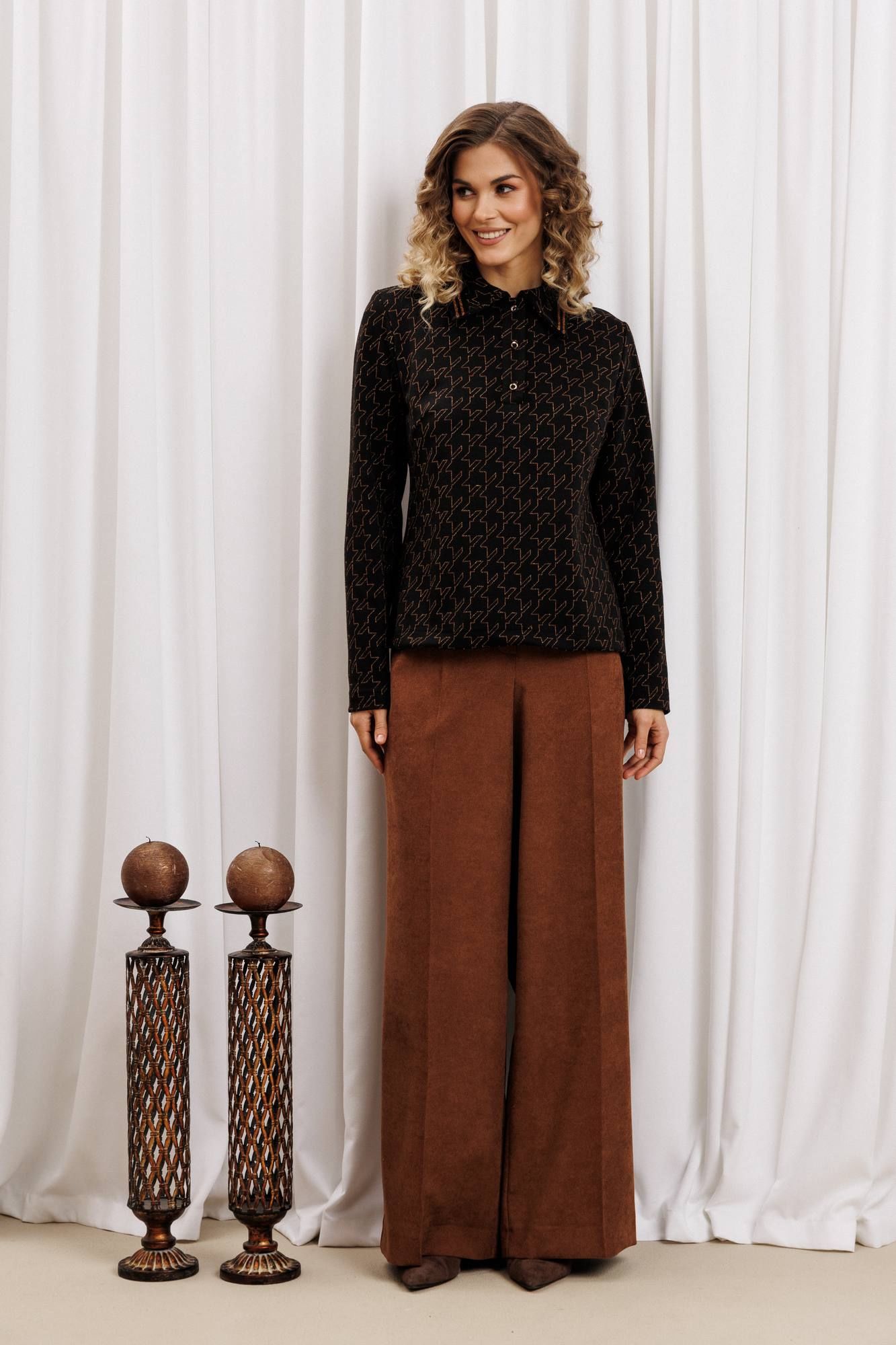 Комплекты брючные Gizart 5436 черный-медь, коричневый