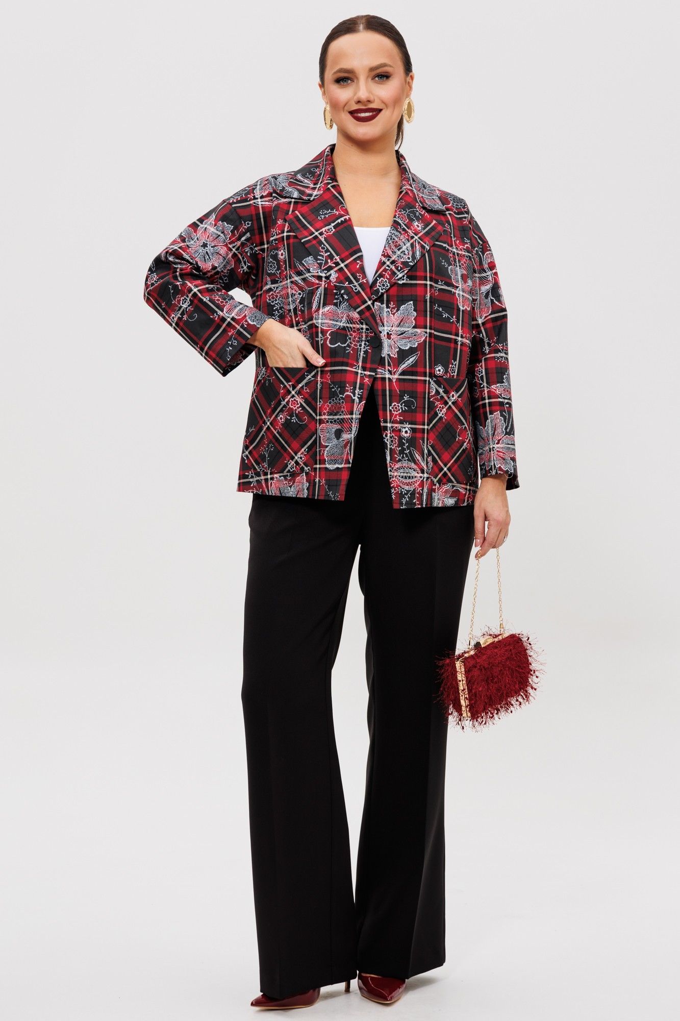 Брючные костюмы Mubliz 308 клетка-черный