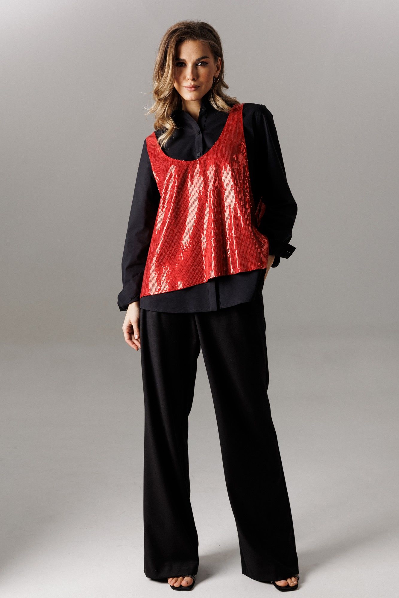 Комплекты брючные Ларс Стиль 1189 черный-красный