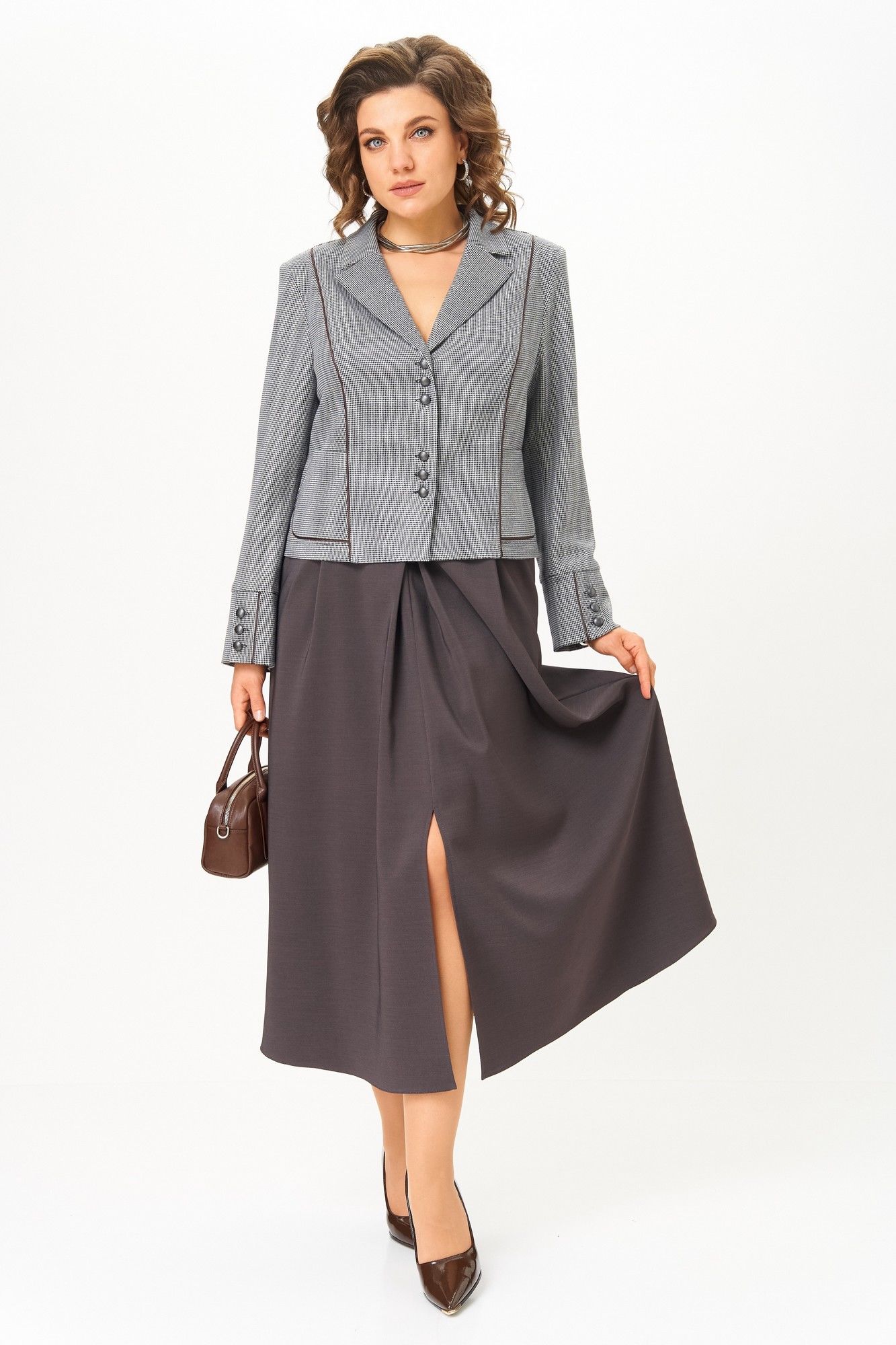 Юбочные костюмы Aira Style 24133 серо-коричневый