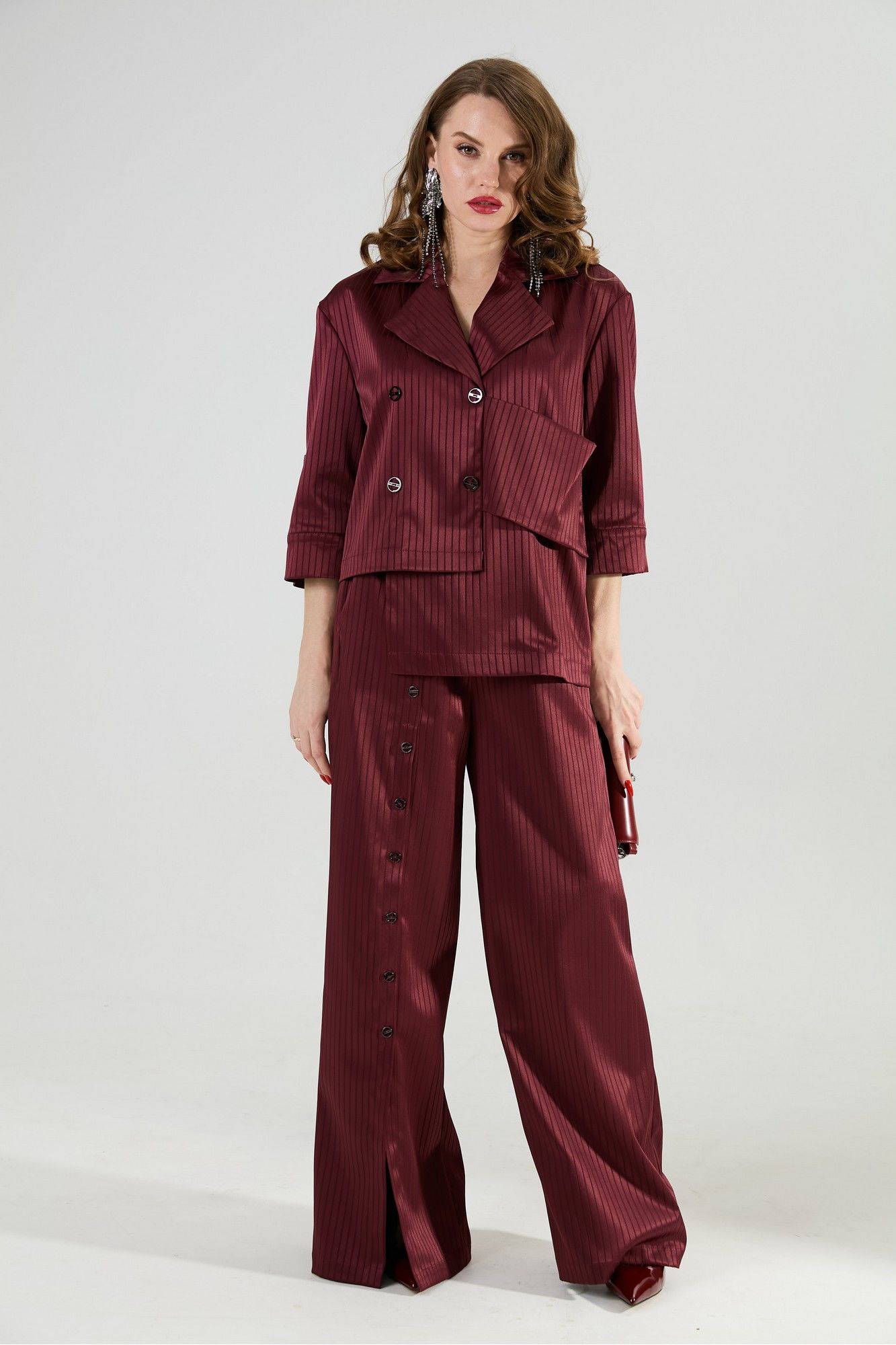 Брючные костюмы NikVa 979-5 бургунди_полоска