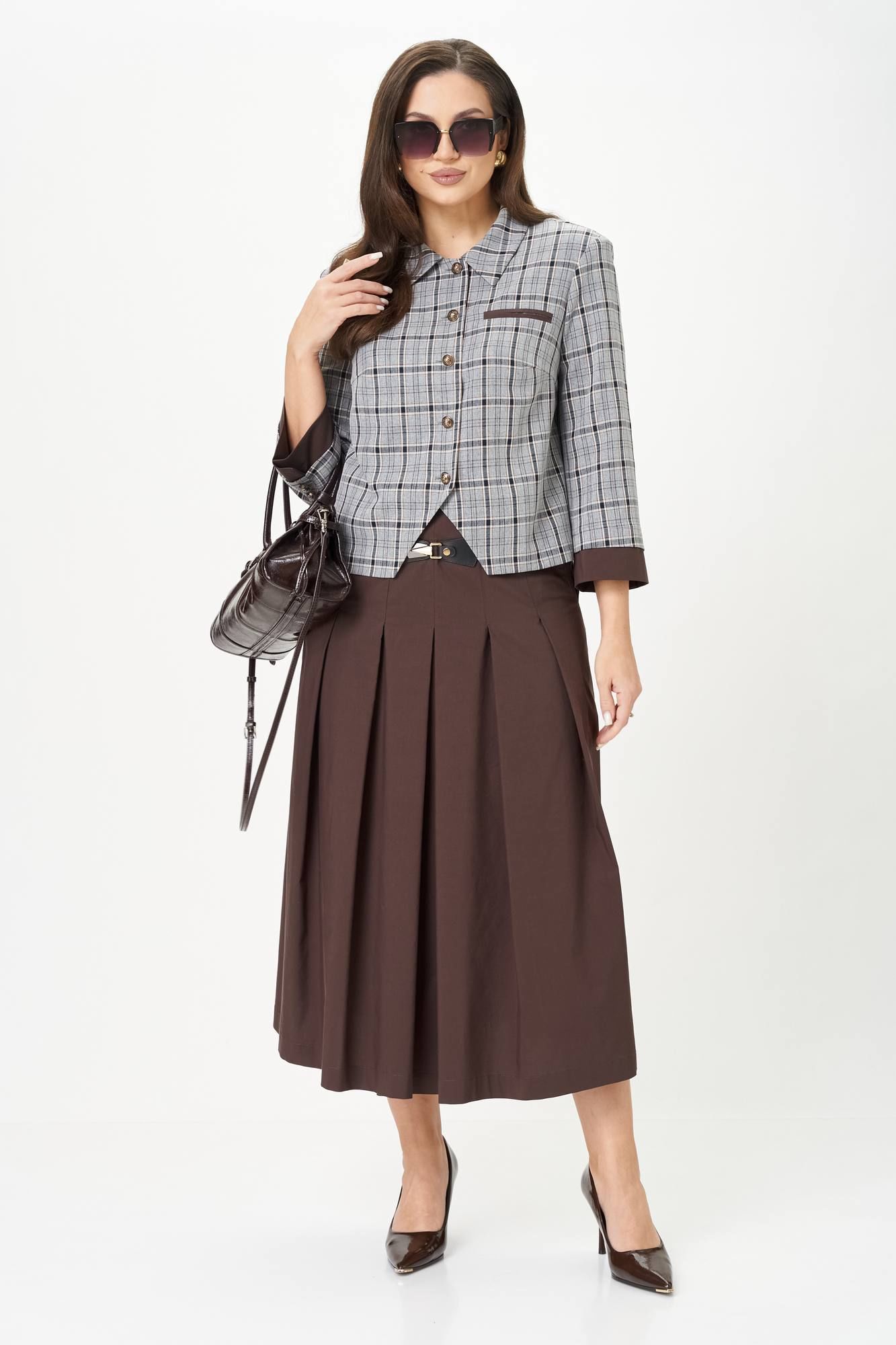 Юбочные костюмы Karina deLux M-1418 серо-коричневый