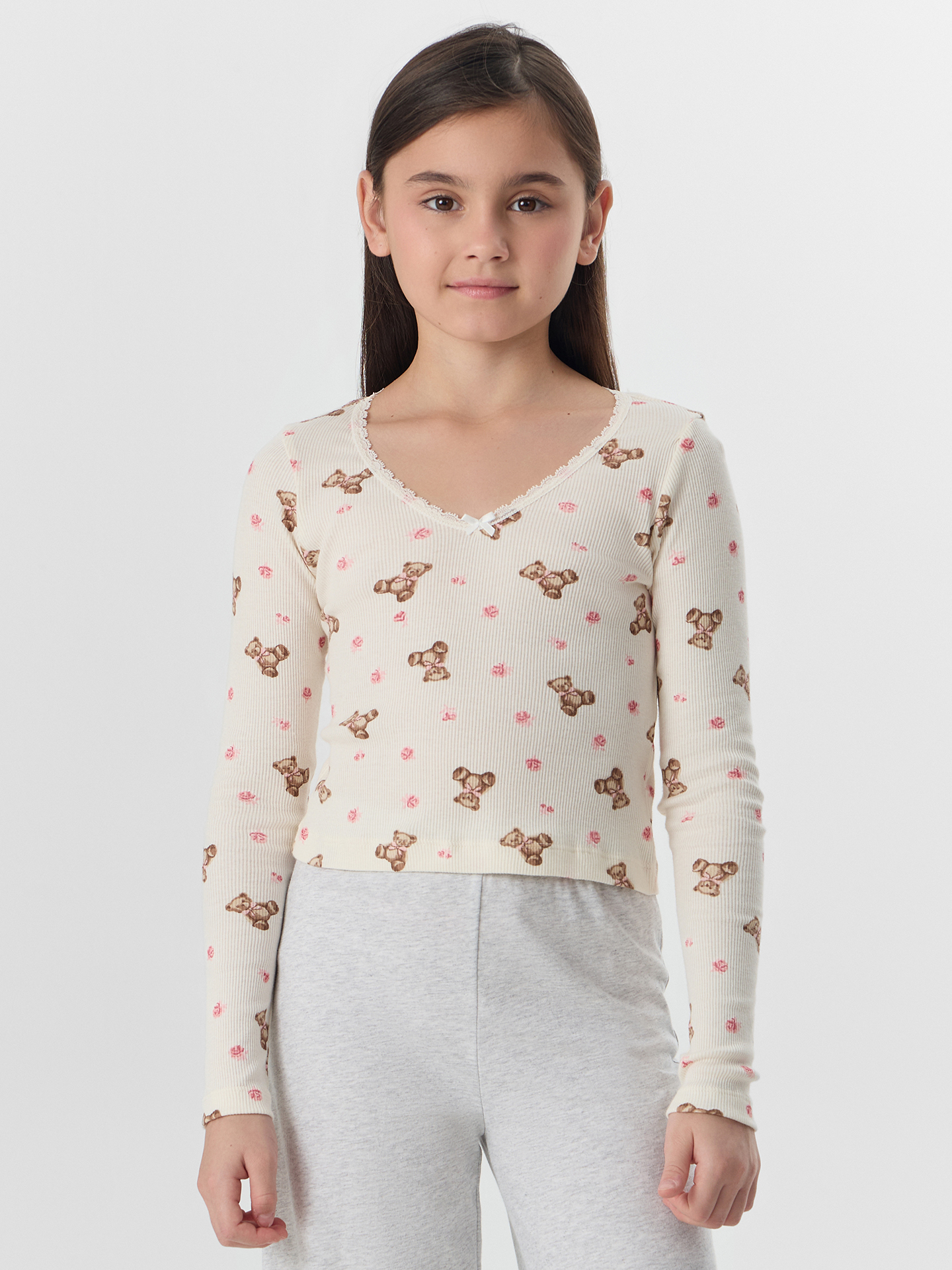 Пижамы Mark Formelle 567758/25-36079ПП-1 мишки_с_цветами_на_молоке_серый_меланж_4306_А