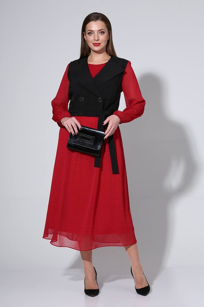 Комплекты с платьем Liona Style 813 красный/горох