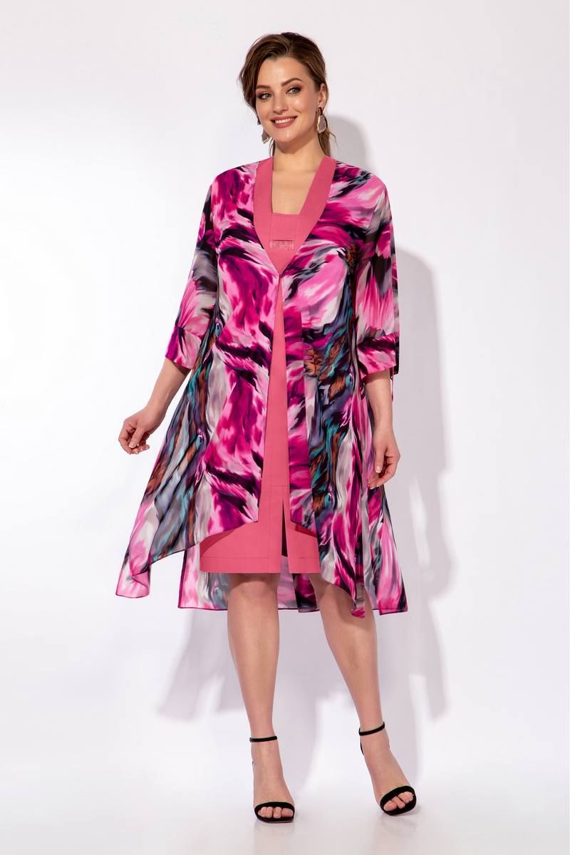 Комплекты с платьем Olegran 3905 розовый+принт